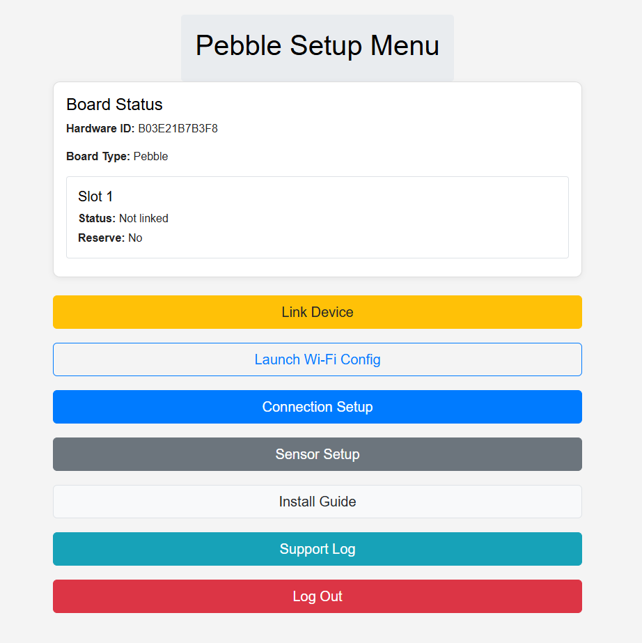 Pebble Device Menu Page